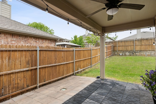 601 Wichita Trl, Mckinney, TX 75071 - view of patio featuring a fenced backyard and a ceiling fan