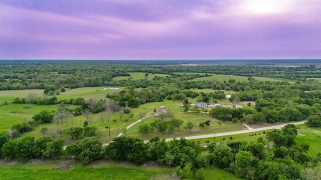 birds eye view of property featuring a rural view