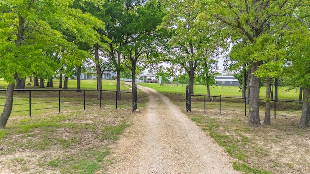 view of road featuring a gated entry and driveway