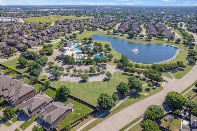 10524 Musketball Pl, Mckinney, TX 75072 - aerial overview of property's location with nearby suburban area, a large body of water, and a pool
