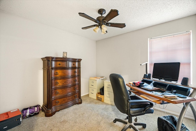 4823 Topaz Ln, Granbury, TX 76049 - office space with carpet flooring, a textured ceiling, and ceiling fan