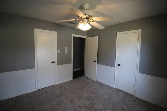 634 Ray Ave, Desoto, TX 75115 - unfurnished bedroom featuring a ceiling fan, visible vents, and carpet