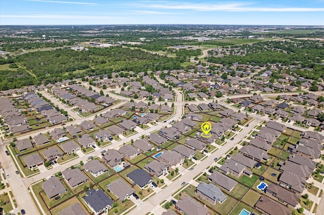 bird's eye view with a residential view