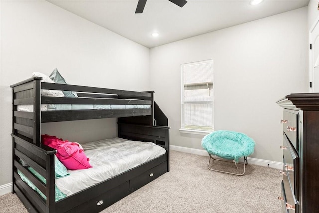 12409 Messer Ct, Fort Worth, TX 76126 - carpeted bedroom featuring baseboards, recessed lighting, and ceiling fan