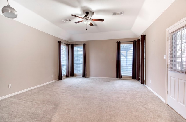2176 English Rd, Rockwall, TX 75032 - empty room featuring ceiling fan, light carpet, visible vents, and baseboards