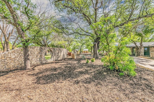 view of yard with driveway and a carport