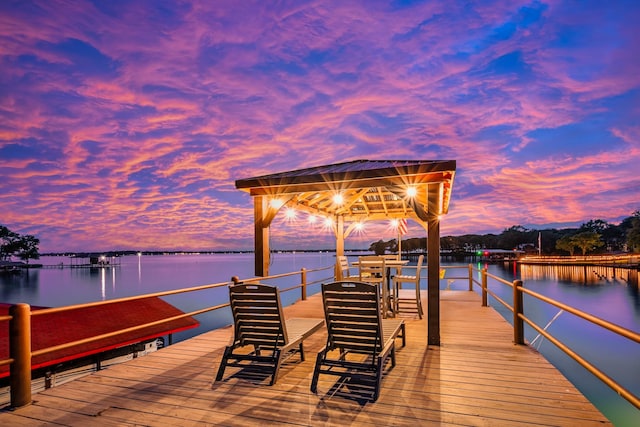 view of dock featuring a water view