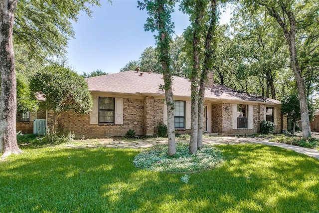 3028 Southridge Ct, Grapevine, TX 76051 - single story home featuring a front lawn, brick siding, cooling unit, and a chimney