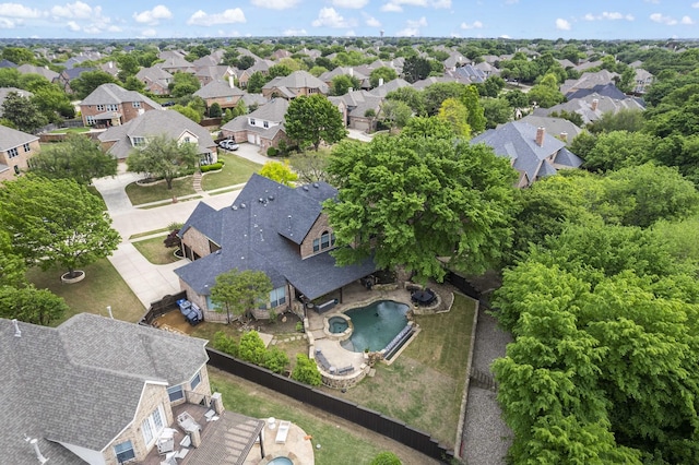 aerial view with a residential view