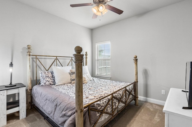 10009 Wildberry Dr, Waco, TX 76712 - bedroom featuring baseboards, light carpet, and ceiling fan