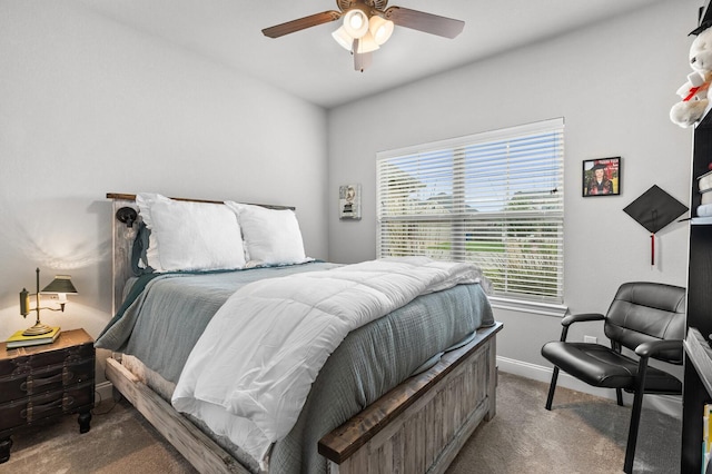10009 Wildberry Dr, Waco, TX 76712 - bedroom with baseboards, a ceiling fan, and carpet