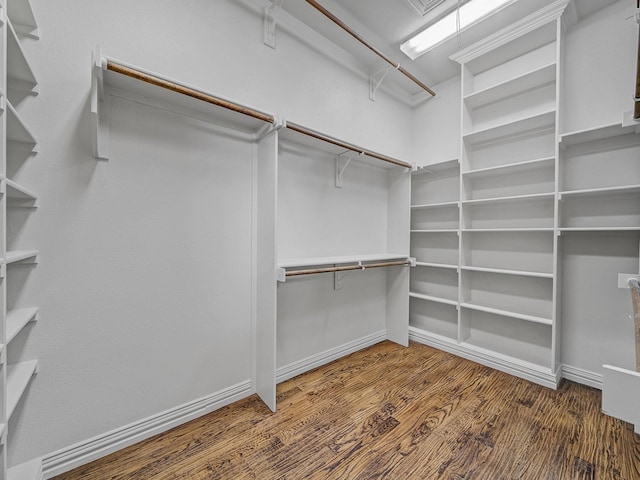 walk in closet featuring wood finished floors