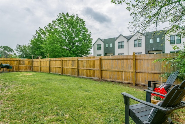 view of yard featuring a fenced backyard