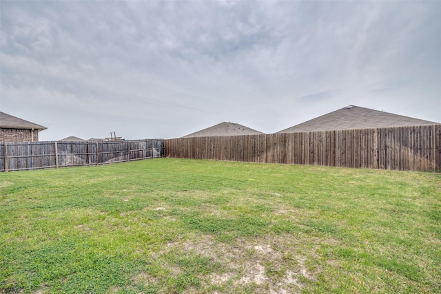 view of yard featuring a fenced backyard