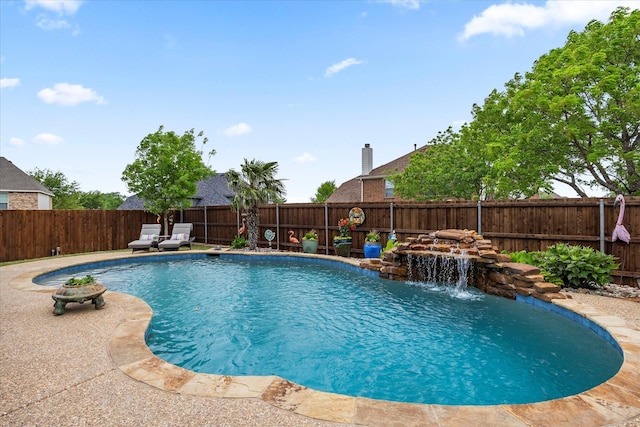 view of pool with a fenced backyard and a fenced in pool