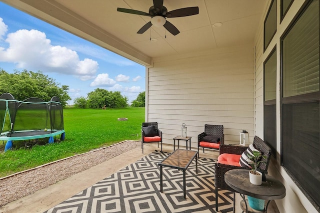 3728 George Owens Rd, Ponder, TX 76259 - view of patio / terrace featuring a trampoline and ceiling fan