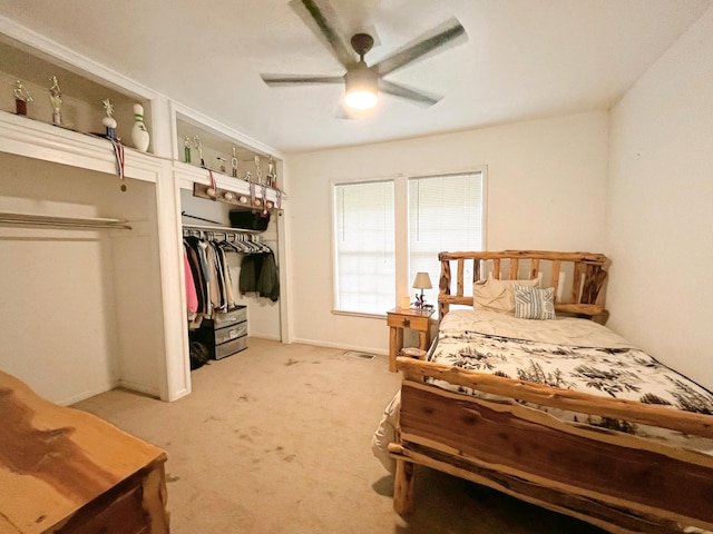 107 N Main St, Crandall, TX 75114 - bedroom with a ceiling fan, visible vents, and light colored carpet