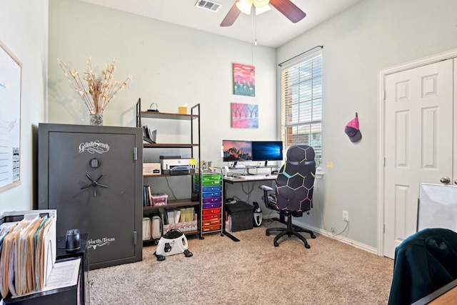 202 Beacon Hill Ln, Forney, TX 75126 - office featuring carpet flooring and a ceiling fan