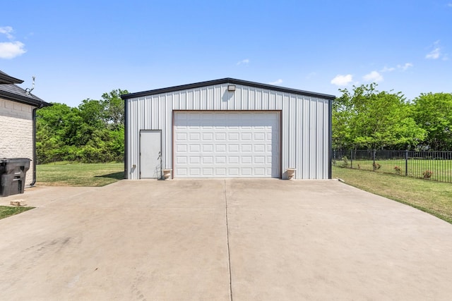 detached garage with fence