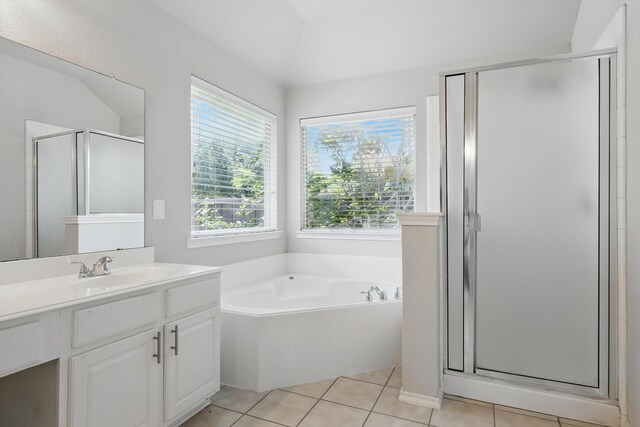909 Whisper Ln, Mckinney, TX 75072 - full bathroom with vanity, a stall shower, and plenty of natural light