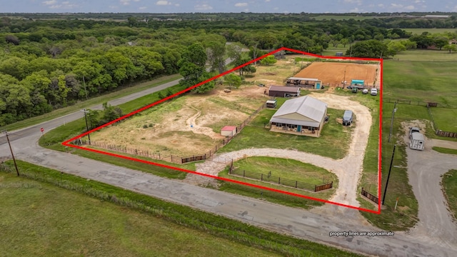 2380 County Road 422, Huckabay, TX 76401 - birds eye view of property with a forest view and a rural view
