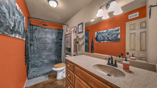 2380 County Road 422, Huckabay, TX 76401 - full bathroom featuring visible vents, a textured wall, and tiled shower