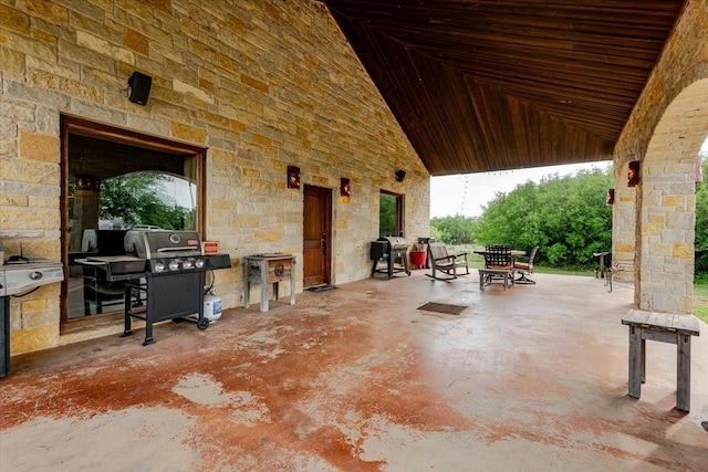 view of patio with a grill