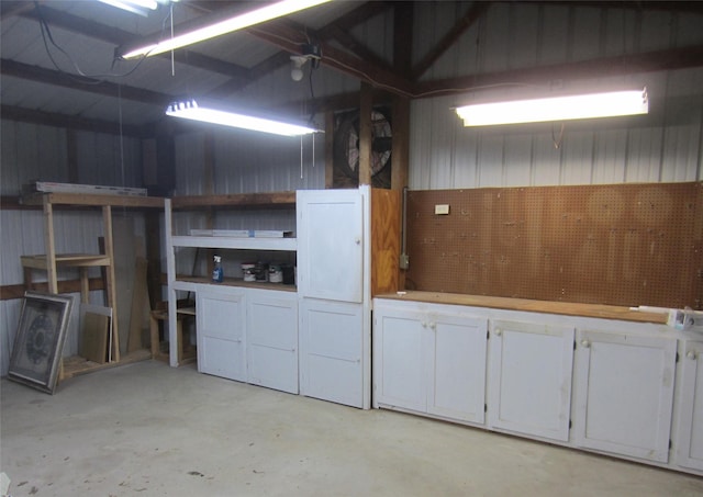 below grade area with wood walls