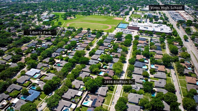aerial view featuring a residential view