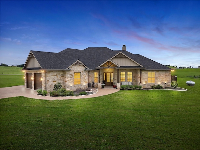 785 W County Line Rd E, West, TX 76691 - view of front of property with a lawn, board and batten siding, a shingled roof, and driveway