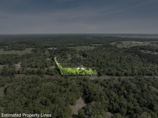 drone / aerial view featuring a view of trees