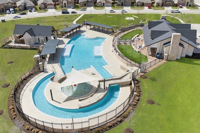 736 Wilmott Ter, Fort Worth, TX 76247 - aerial perspective of suburban area featuring a pool area