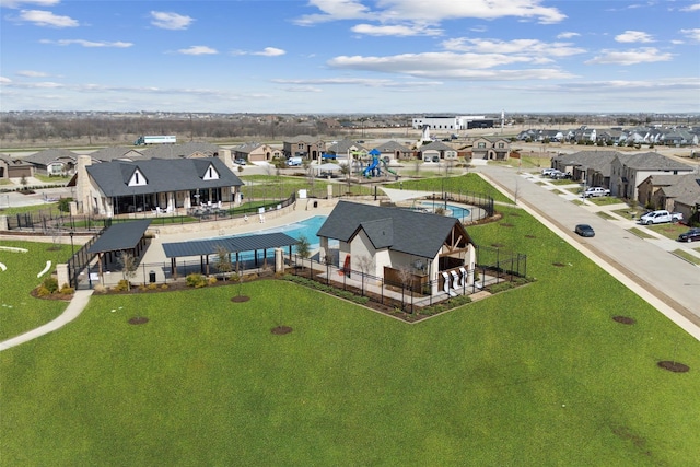 736 Wilmott Ter, Fort Worth, TX 76247 - aerial perspective of suburban area featuring a pool