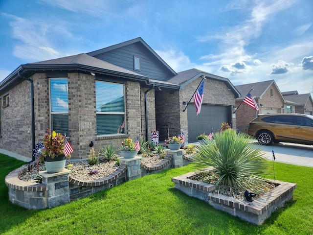 736 Wilmott Ter, Fort Worth, TX 76247 - single story home with brick siding, a garage, and a front lawn