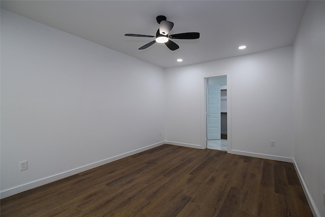2427 Costa Mesa Dr, Dallas, TX 75228 - spare room with recessed lighting, dark wood finished floors, baseboards, and ceiling fan