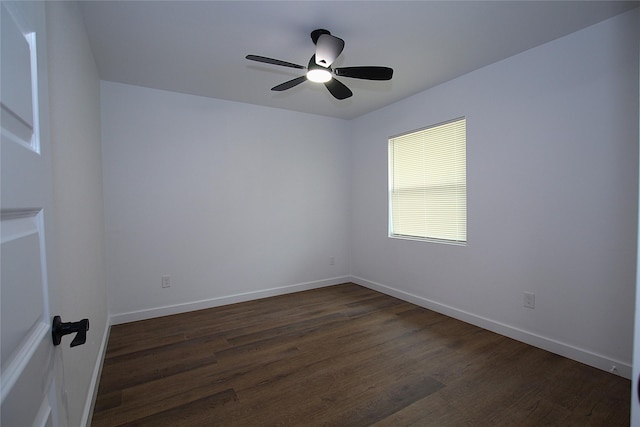 2427 Costa Mesa Dr, Dallas, TX 75228 - empty room with a ceiling fan, baseboards, and dark wood-type flooring