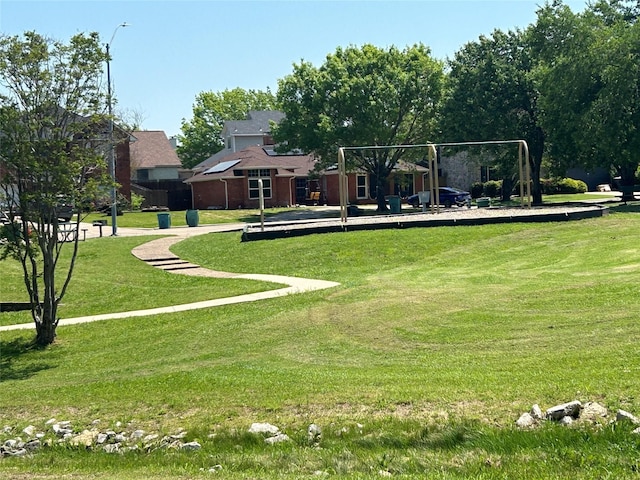 view of jungle gym with a yard