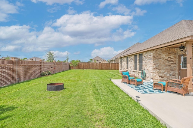 4125 Stockman Dr, Krum, TX 76249 - view of yard with a fire pit and a patio area