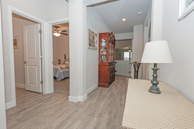 4125 Stockman Dr, Krum, TX 76249 - hall featuring light wood-style floors, baseboards, and recessed lighting