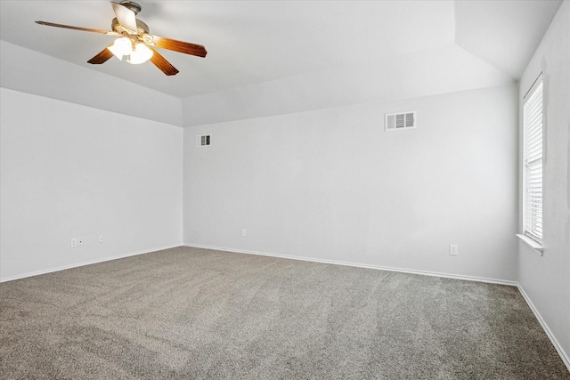 5208 Hidden Knolls Dr, Mckinney, TX 75071 - carpeted empty room with lofted ceiling, ceiling fan, and baseboards
