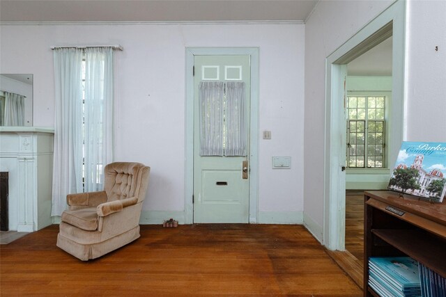 living area with wood finished floors