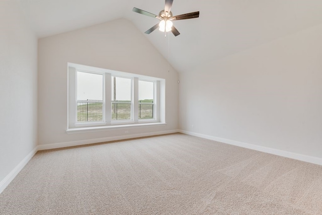 1006 Cascading Creek Dr, Rockwall, TX 75087 - bonus room featuring light carpet, lofted ceiling, ceiling fan, and baseboards