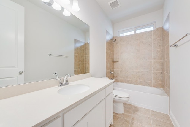 1006 Cascading Creek Dr, Rockwall, TX 75087 - bathroom with toilet, vanity, shower / washtub combination, and tile patterned flooring