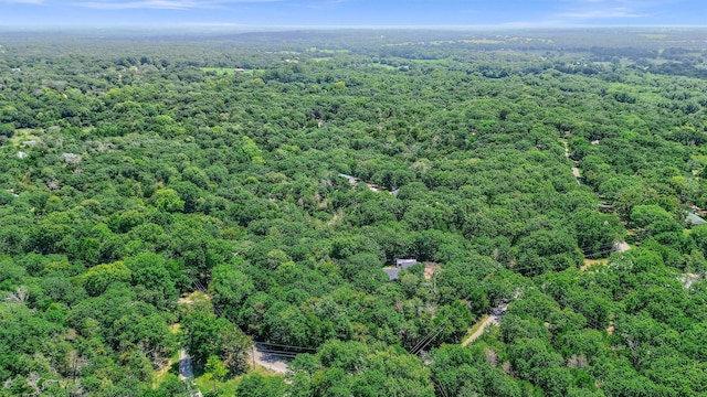 drone / aerial view featuring a view of trees