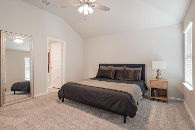 5753 Brookville Dr, Fort Worth, TX 76179 - bedroom with vaulted ceiling, carpet, a ceiling fan, and baseboards