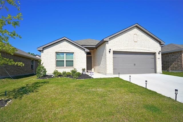 5753 Brookville Dr, Fort Worth, TX 76179 - ranch-style home featuring an attached garage, concrete driveway, a front yard, and brick siding