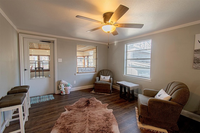 266 Yorkshire Dr, Gordonville, TX 76245 - living area with ceiling fan, plenty of natural light, baseboards, and wood finished floors