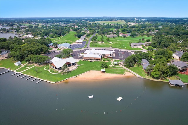 bird's eye view with a residential view and a water view