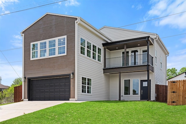 5426 Van Horn Dr, Granbury, TX 76048 - exterior space with driveway, fence, a garage, a balcony, and a front yard