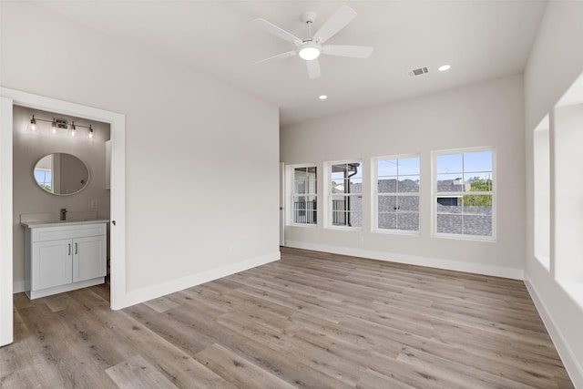 5426 Van Horn Dr, Granbury, TX 76048 - interior space featuring ceiling fan, baseboards, visible vents, and light wood-type flooring